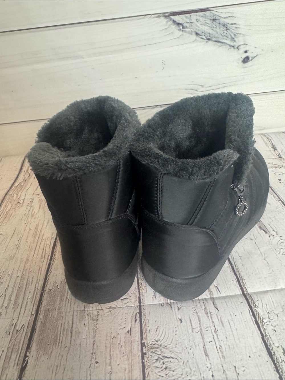 Women's Black Insulated Winter Ankle Boots - Picture 4 of 7